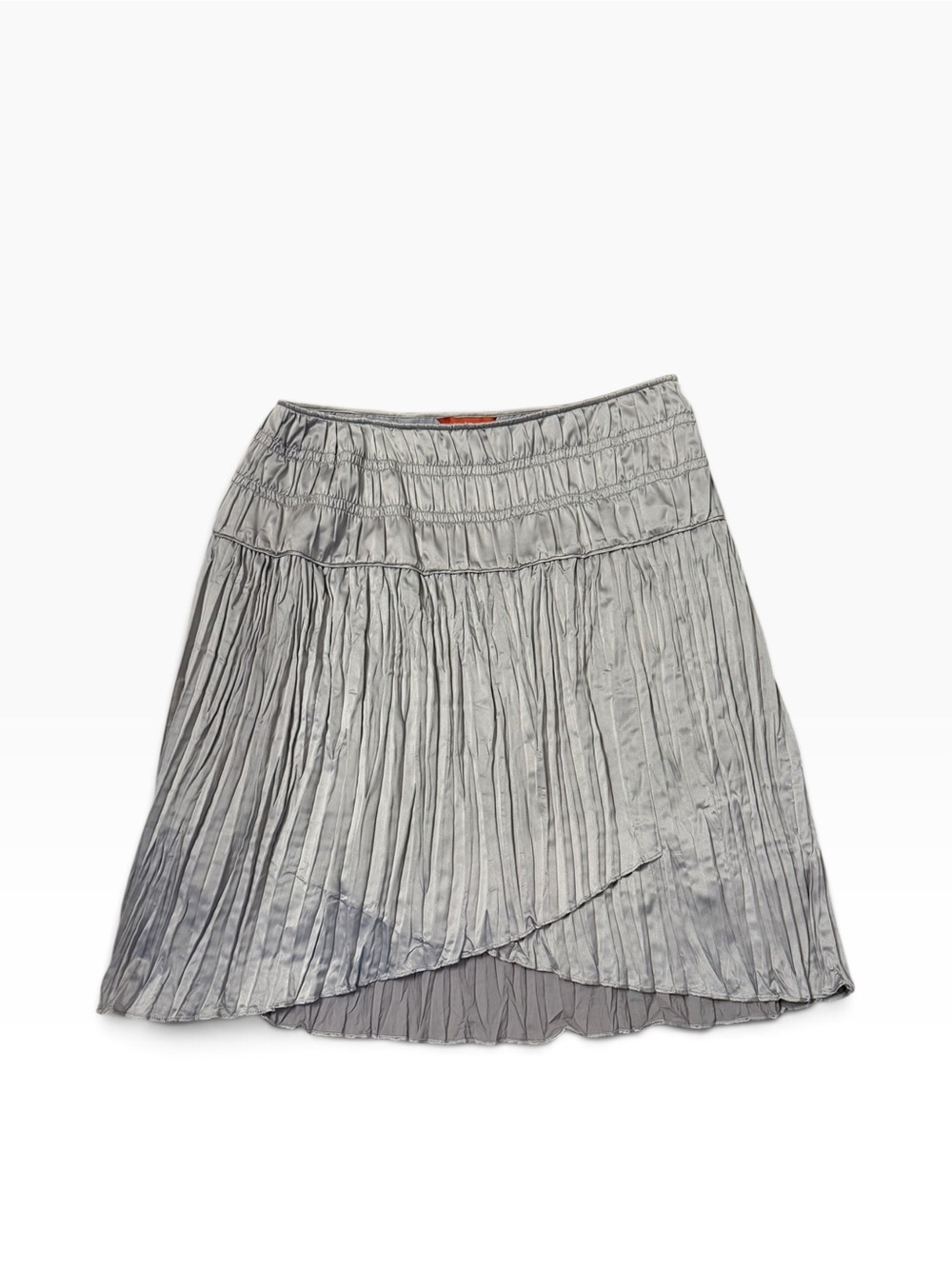 Sundance Catalog Asymmetric Pleated Satin Skirt Ruched Waistband Size 8 Boho